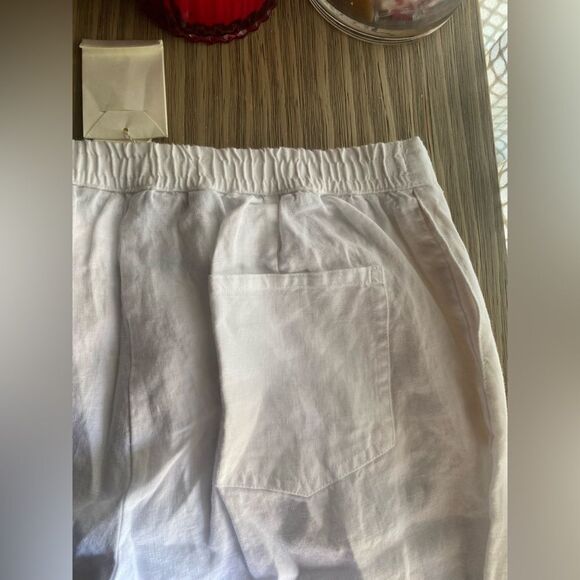 NWT  Boden Pants US 8P Long Linen Wide Leg White Womens Casual drawstring Button - Picture 8 of 16
